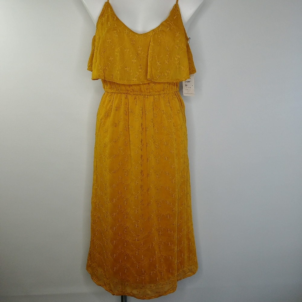 Spirit of Grace Marigold Ruffle Boho Midi Dress